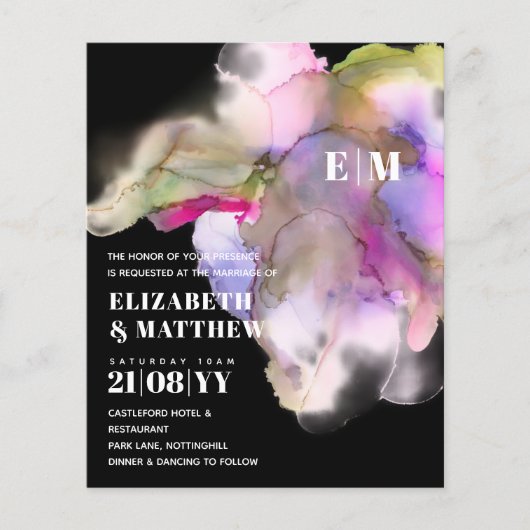 BUDGET Waterverf Weddenschap Abstract Paars grijs (Voorkant)