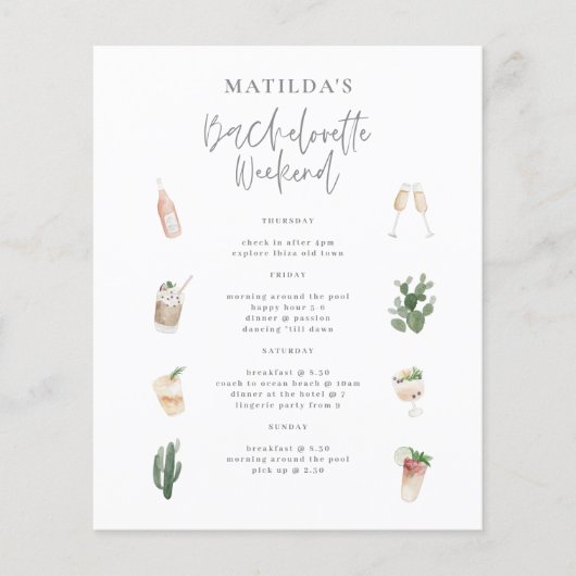 budget Waterverf weekendreis bachelorette Flyer (Voorkant)