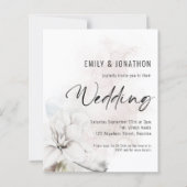Budget Waterverf White Florals QR Wedding Invite (Voorkant)