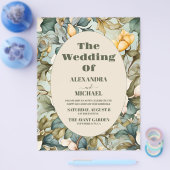 Budget Waterverf White Lily Art Nouveau Bruiloft Flyer (Enkel)