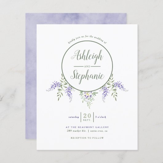 Budget Waterverf Wisteria Drop Wedding (Voorkant / Achterkant)
