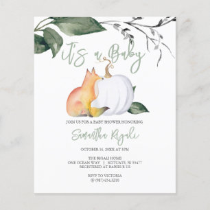 Budget Waterverf Woodland Herfst thema Baby shower Flyer
