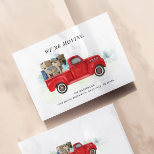 Budget We verplaatsen  Red Truck Nieuw Adres Notitiekaartje