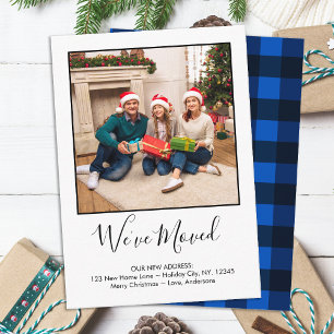 Budget We Zijn Verhuisd Foto Blauwe Plaid Kerst Ve Notitiekaartje