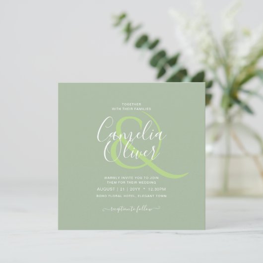 BUDGET Weddenschap Apple Green Monochrome Text Kaart (Staand voorkant)