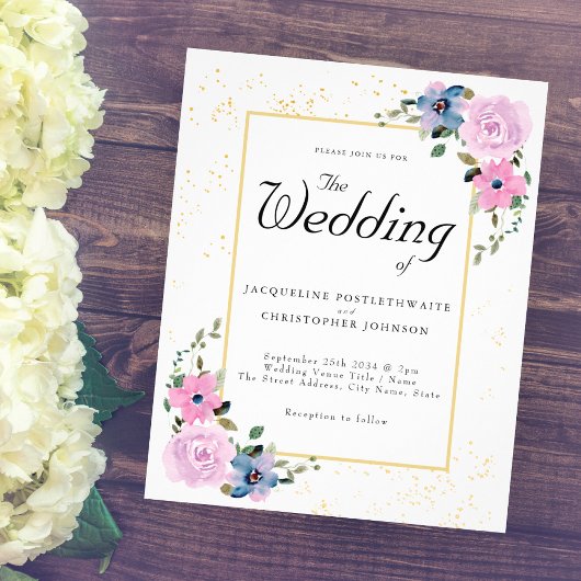 Budget Weddenschap Blauwe Roze Floral Flyer