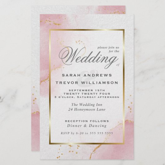 Budget Weddenschap Blush Pink Gold Abstract gemarm (Voorkant / Achterkant)