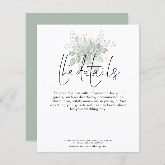 Budget Weddenschap Details Foliage Script Enclosur (Voorkant / Achterkant)