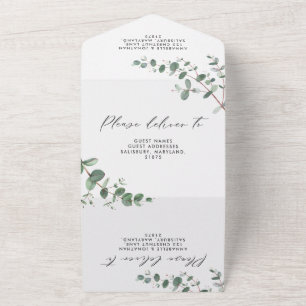 Budget Weddenschap Eucalyptus botanische uitnodigi All In One Uitnodiging