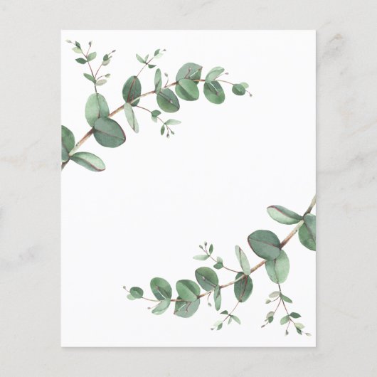 budget Weddenschap groene Eucalyptus-uitnodiging Flyer (Achterkant)