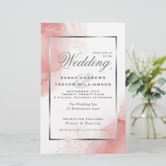 Budget Weddenschap Koraal Roos Silver Abstract (Staand voorkant)