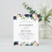 Budget Weddenschap Navy Blue Blush Pink Floral (Staand voorkant)