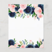 Budget Weddenschap Navy Blue Blush Pink Floral Flyer (Achterkant)