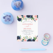 Budget Weddenschap Navy Blue Blush Pink Floral Flyer (Enkel)
