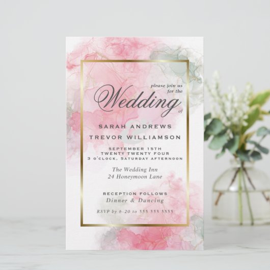 Budget Weddenschap Roos Roze Sage Abstract (Staand voorkant)