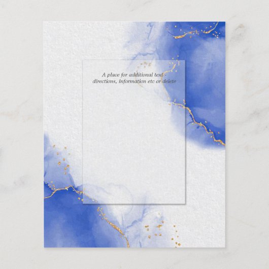 Budget Weddenschap Royal Blue Gold Abstract Marble (Achterkant)