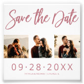 Budget Weddenschap Save the Date 3 Photo Collage Foto Afdruk (Voorkant)