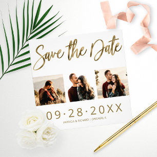 Budget Weddenschap Save the Date 3 Photo Collage Foto Afdruk