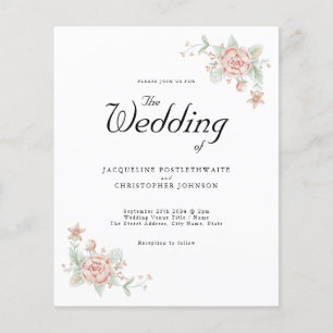 Budget Weddenschap Uitnodiging Chic Pink Peony Flyer