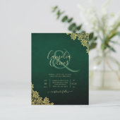 Budget Weddenschap Uitnodiging Emerald Green Gold (Staand voorkant)