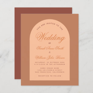 Budget Wedding Arch Calligraphy Brown Uitnodiging