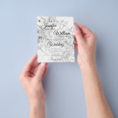 Budget Wedding Black & White Floral Uitnodiging Flyer (Hand)