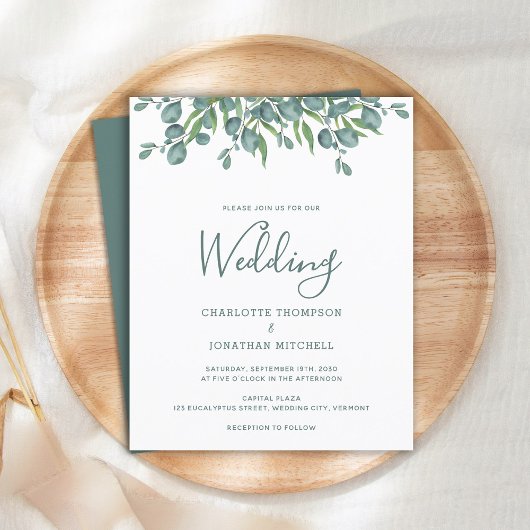 Budget Wedding Botanical Greenery Invitation