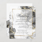 Budget Wedding Elegant Black Gold Alcohol Ink (Voorkant / Achterkant)