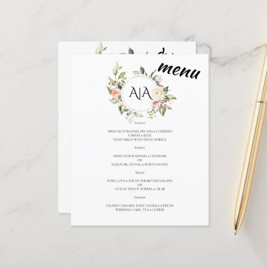 Budget/Wedding/Flat Menu. (Voorkant / Achterkant in situ)