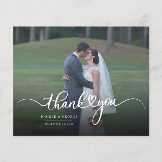 Budget Wedding Hand-Lettered Foto Hartelijk dank (Voorkant)