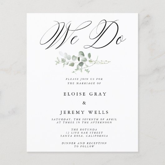 Budget Wedding Invitation Flyer (Voorkant)