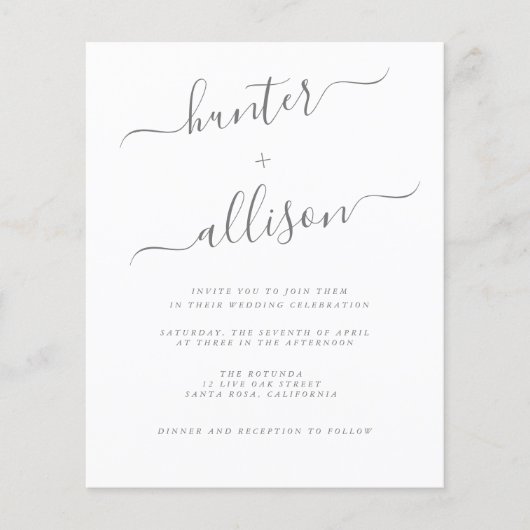 Budget Wedding Invitation Flyer (Voorkant)