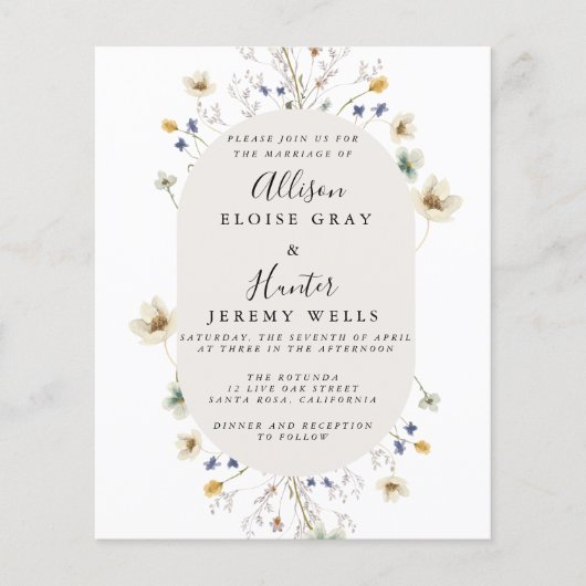 Budget Wedding Invitation Flyer (Voorkant)