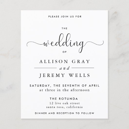 Budget Wedding Invitation Flyer (Voorkant)