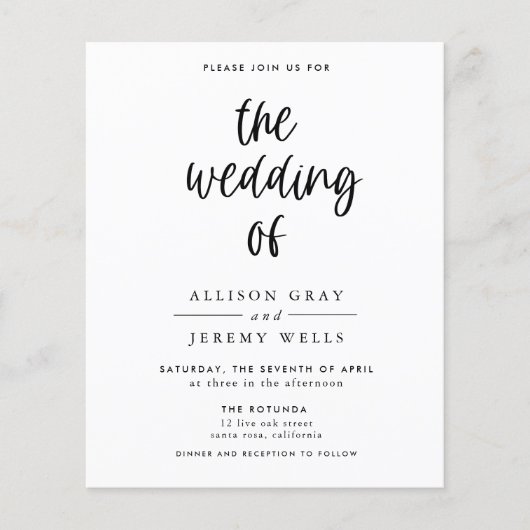 Budget Wedding Invitation Flyer (Voorkant)