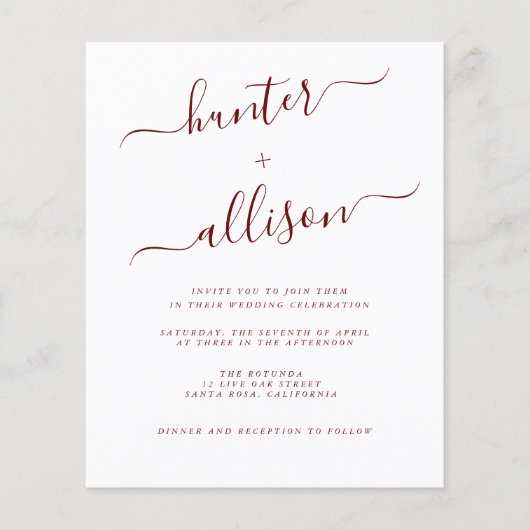 Budget Wedding Invitation Flyer (Voorkant)