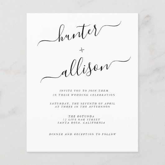 Budget Wedding Invitation Flyer (Voorkant)