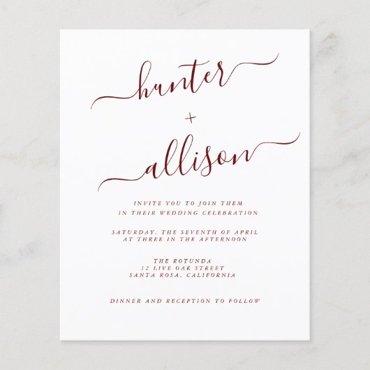 Budget Wedding Invitation Flyer (Voorkant)