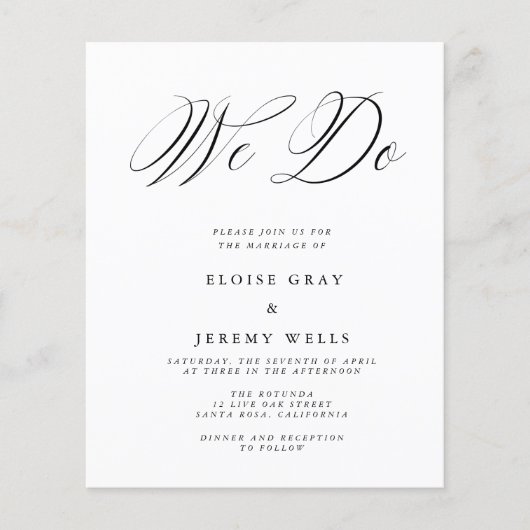 Budget Wedding Invitation Flyer (Voorkant)