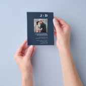 Budget Wedding Invitation Modern Navy Blue Foto Flyer (Hand)