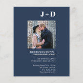 Budget Wedding Invitation Modern Navy Blue Foto Flyer (Voorkant)