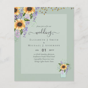 BUDGET WEDDING INVITATIONS Rustige Sunflower CHIC Flyer