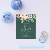 Budget Wedding Invite Floral Green Emerald Flyer (Enkel)