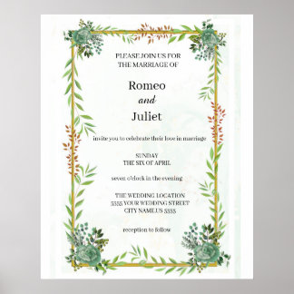 Budget Wedding Invite Rustic foliage Poster