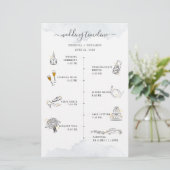 Budget Wedding Itinerary Modern Icons Programme Ka Briefpapier (Staand voorkant)