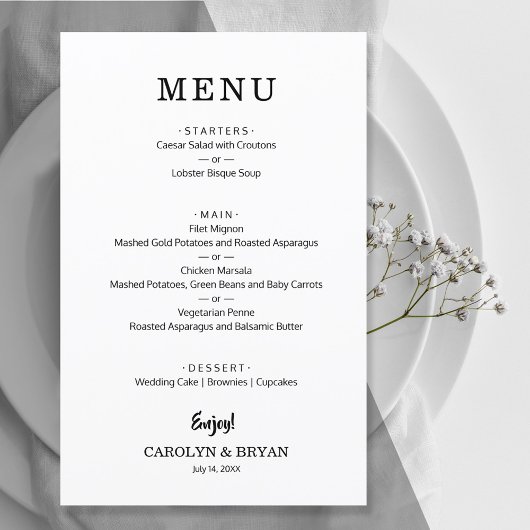 Budget Wedding Menu Flyer