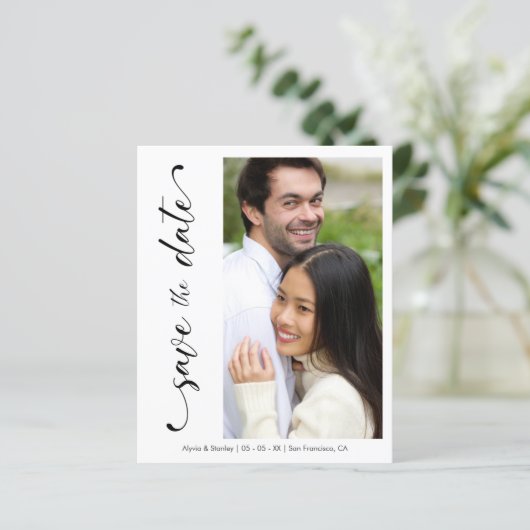 Budget Wedding Modern Script Minimalist Foto  (Staand voorkant)