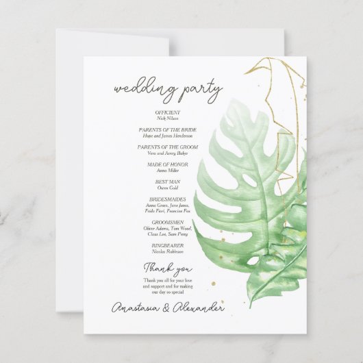 Budget Wedding Program kaart. (Achterkant)