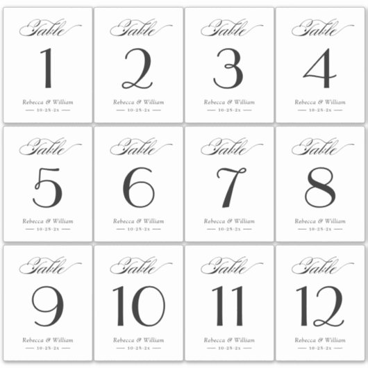Budget Wedding Table Number Wine Labels (Voorkant)