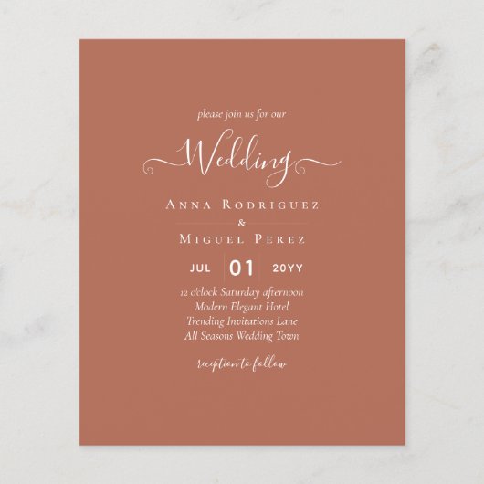 BUDGET Wedding Terracotta Monochrome Flyer (Voorkant)